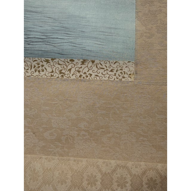 Chinoiserie Vintage Chinese Landscape Hanging Scroll With Gold Brocade For Sale - Image 3 of 16