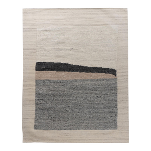 Cream Deco Abstract Flatweave Wool Rug, 8ft X 10ft