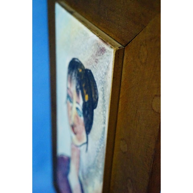 Vintage Ceramic Tile with Wooden Support, 1960s For Sale - Image 6 of 13