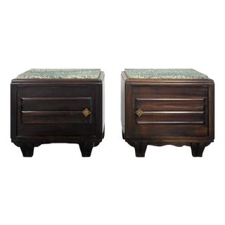 Large Art Deco Mahogany Bedside Tables, Set of 2 For Sale
