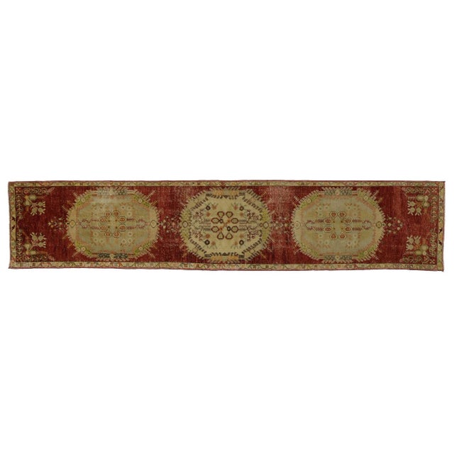 Mid 20th Century Vintage Turkish Oushak Runner - 02'06 X 12'05 For Sale - Image 5 of 5