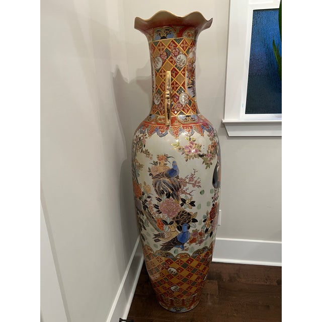 Orange Very Beautiful Extra Large 62 Inches Monumental Asian Floor Porcelain Vase For Sale - Image 8 of 12