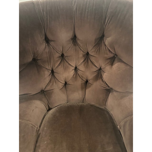 Ralph Lauren Wingback Club “Writer’s” Chair With Ottoman — Chocolate Brown Velvet For Sale In New York - Image 6 of 12