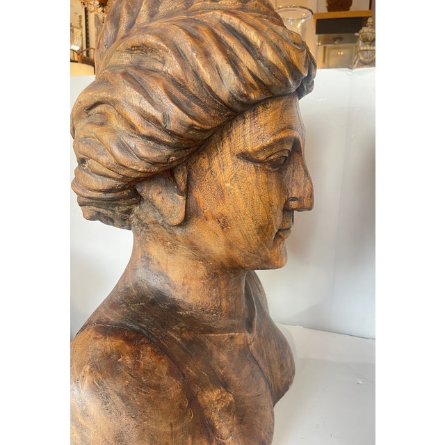 Wood Pair Italian Large Hand Carved Wood Figureheads For Sale - Image 7 of 13