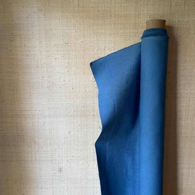 Blue cotton fabric, canvas duck like material 54in wide 4 yards Thick upholstery weight