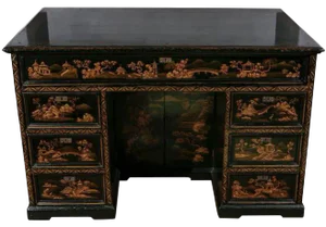19th C. English Chinoiserie Knee-Hole Desk