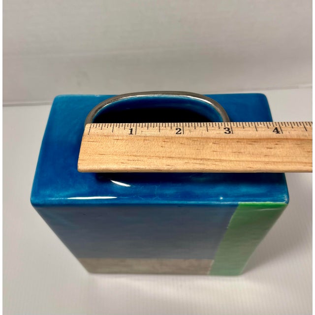 Circa 1960s Mid-Century Modern Rosenthal Netter Block Ceramic Vase Made in Italy For Sale - Image 9 of 10