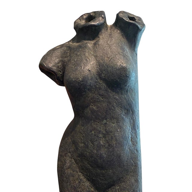Figurative 1990s Modernist Bronze Female Torso Sculpture in the Style of Kelly Wearstler For Sale - Image 3 of 9