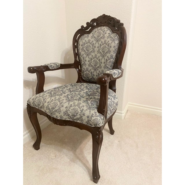 Vintage Gorgeous Louis XV Style Bergere uniquely carved wood and upholstered Chair. A stunning addition to any room. The...