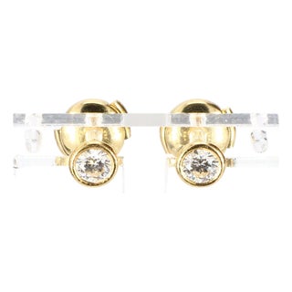 14k Yellow Gold Tiffany & Co. Earrings With 0.3ct F/Vs2 Diamonds, A Pair For Sale