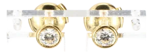 14k Yellow Gold Tiffany & Co. Earrings With 0.3ct F/Vs2 Diamonds, A Pair