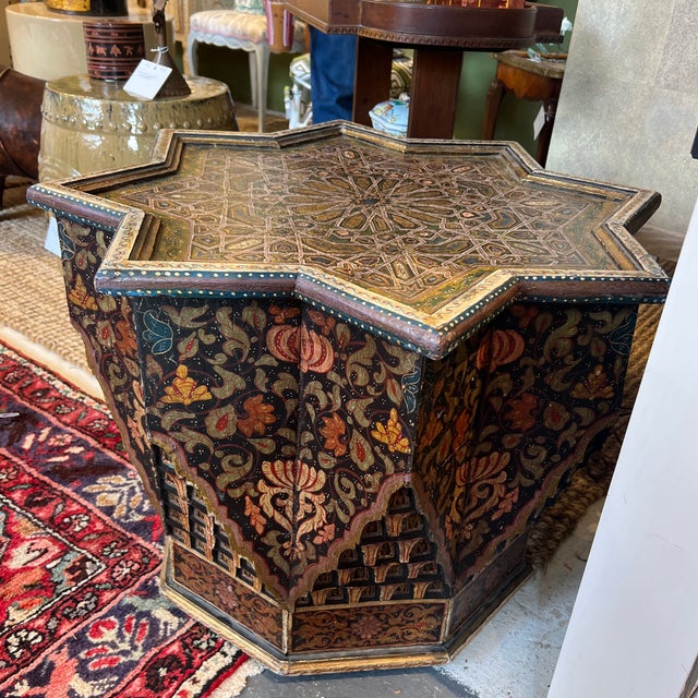 Vintage Painted Moorish Style Moroccan Star Side Table For Sale - Image 4 of 5