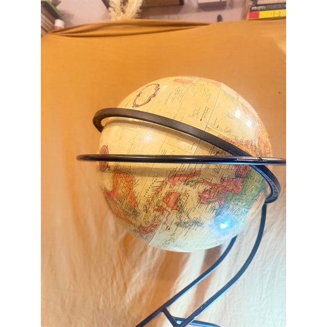 Metal Vintage Replogle 16” World Classic Globe on Mid-Century Modern Metal Stand For Sale - Image 7 of 14