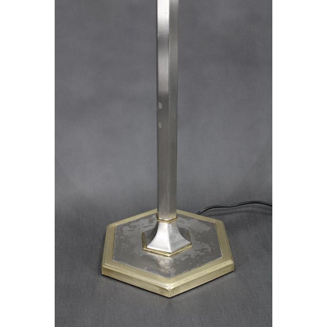 Nickel Floor Lamp with Glass Shade, 1940s For Sale - Image 6 of 11
