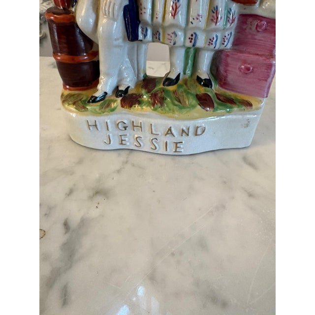 Antique Victorian Staffordshire Pottery Highland Jessie Flatback Figure, 1900s For Sale - Image 11 of 13
