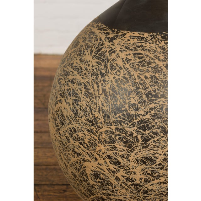 Large Prem Collection Hand Crafted Artisan Vase with Black and Brown Décor For Sale - Image 10 of 12