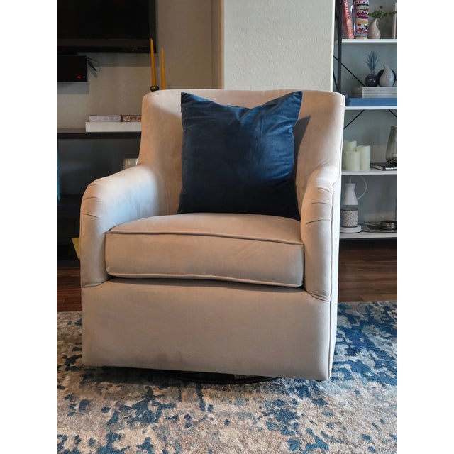 Contemporary Katina Velvet Dove Beige Glider Pair Set of 2 For Sale - Image 3 of 3