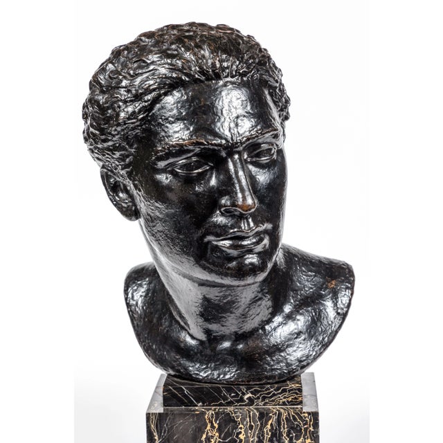 Figurative Midcentury Bronze Bust of Man, circa 1950 For Sale - Image 3 of 9