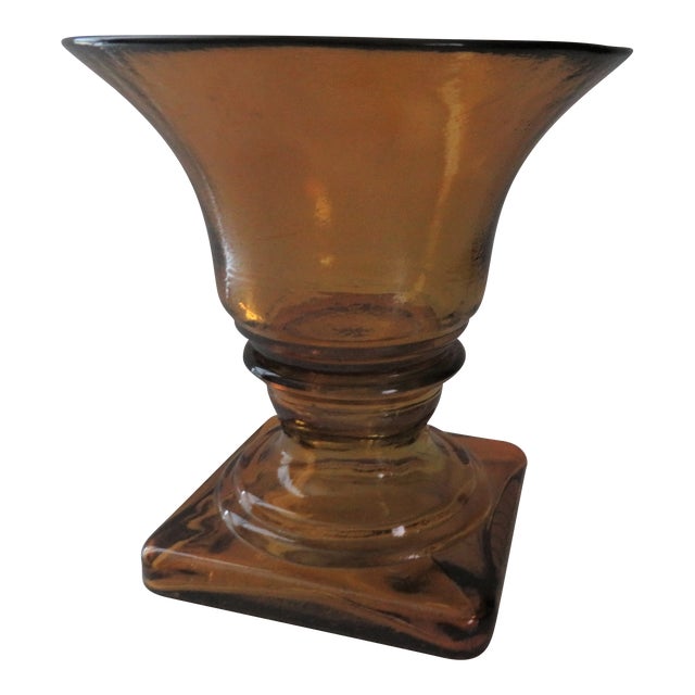 Early 21st Century Amber Pedestal Candle Holder Vidrios San Miguel Recycled Glass, Spain For Sale