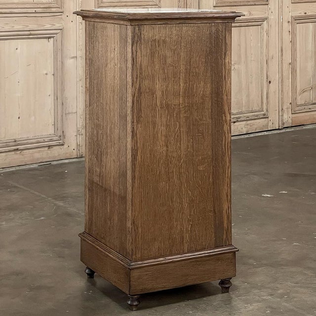 Rustic Antique Neoclassical Marble Top Nightstand ~ Pedestal For Sale - Image 17 of 18