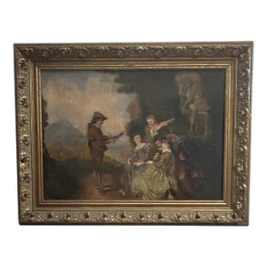 Antique Italian Romantic Baroque Style Painting.