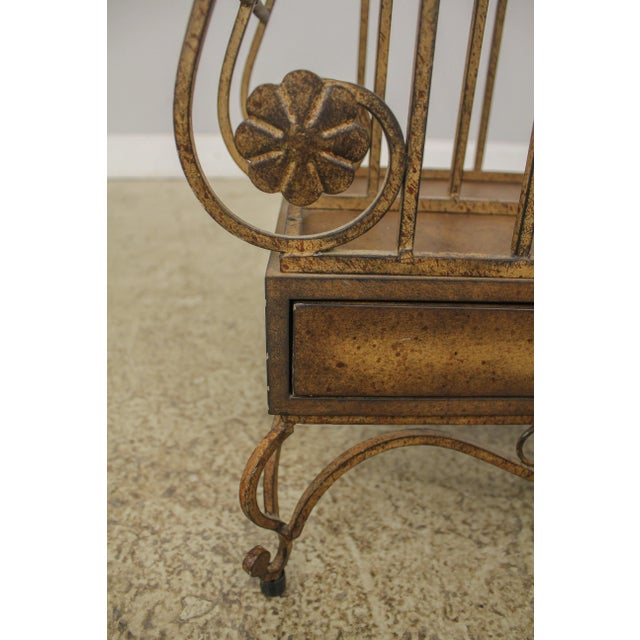 Decorator Iron Magazine Rack W. Drawer For Sale - Image 10 of 13
