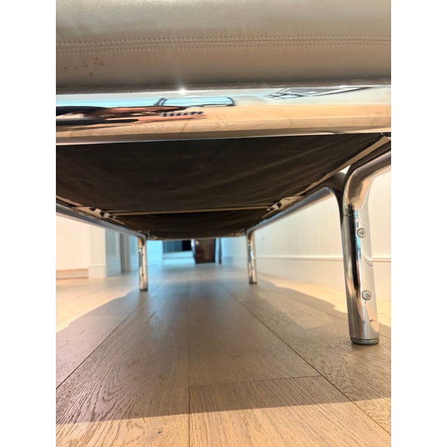 Vintage Three-Seat Modular Chrome and Taupe Upholstered Bench – 80” For Sale In Los Angeles - Image 6 of 6