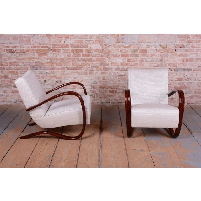 Brown Czech Art Deco Armchairs attributed to J. Halabala for Up Závody, 1930s, Set of 2 For Sale - Image 8 of 17
