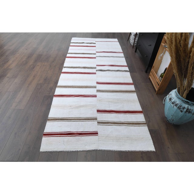 Islamic 1970s Vintage Handmade Wool Cotton White Area Rug For Sale - Image 3 of 11