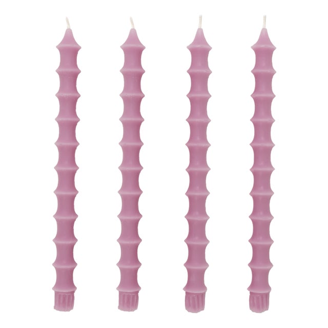 Bamboo Taper Candles - In Radiant Orchid Set of 4 For Sale
