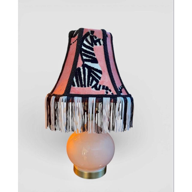 2020s Whimsical Pink Designer Regal Velvet Zebra Lampshade For Sale - Image 5 of 6