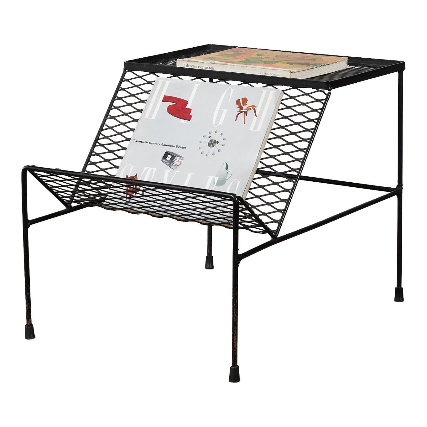 Expanded Metal Side Table With Magazine Rack Chairish