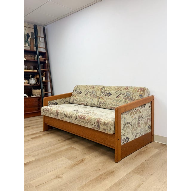 Mid-Century Modern Vintage Sleeper Sofa Hestbæk Style Danish MCM Teak Convertible Daybed Pullout Couch For Sale - Image 3 of 17