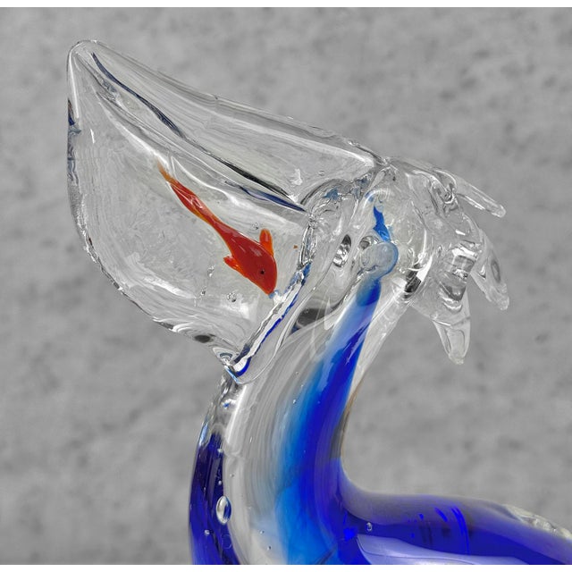 Mid-Century Coastal Pelican Italian Art Glass Sculpture For Sale - Image 4 of 8
