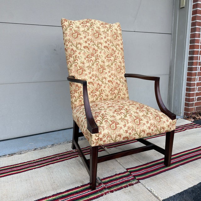 A Vintage Mahogany Hepplewhite Style Lolling Chair, Circa 1970’s For Sale - Image 11 of 12