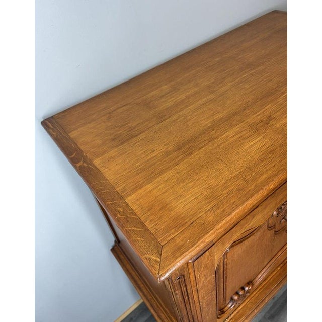 Wood Vintage French Louis Style Carved Oak Cabinet with Drawer For Sale - Image 7 of 12