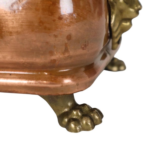 Metal Antique 19th Century Copper Planter with Claw Feet and Lion Heads, 1890s For Sale - Image 7 of 15