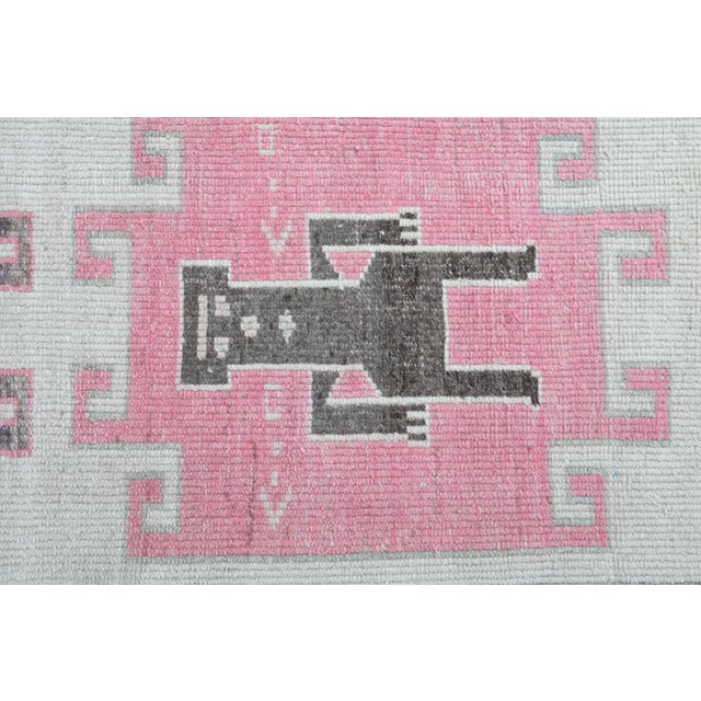 Textile 1970s Human Motif Turkish Vintage Oushak Handmade Wool Runner For Sale - Image 7 of 11