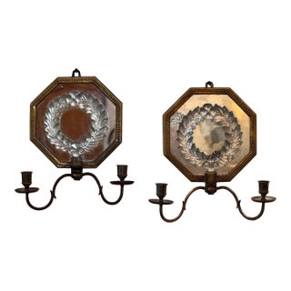 Pair of 19th Century French Mirrored Sconces For Sale
