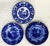 English Vintage Asian Design Porcelain Blue and White Plates- Set of 3 For Sale - Image 3 of 12