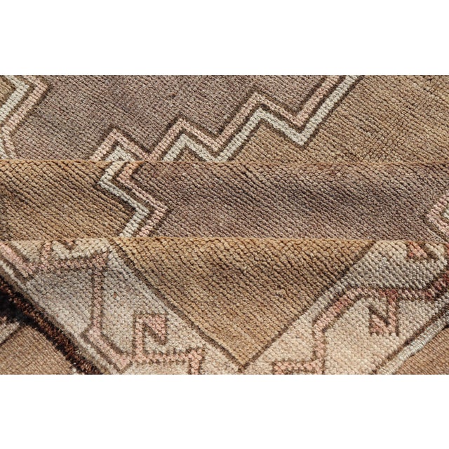 Vintage Turkish Kars Gallery Rug With Repeating Medallions in Taupe and Beige For Sale - Image 11 of 12