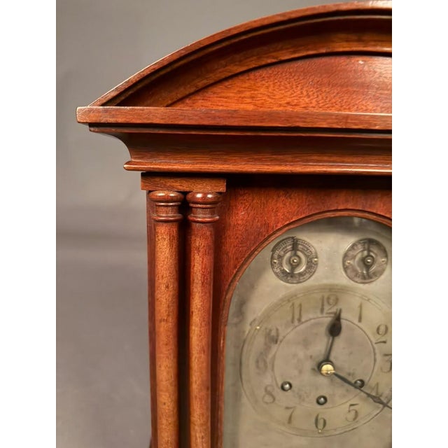 Burnt Umber Gustav Becker German Mahogany Bracket Clock With Time, Strike & Chime, Circa 1920 For Sale - Image 8 of 16