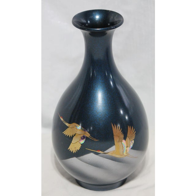 Metal Beautiful, Elegant Vintage Japanese Houn-Style Takaoka Cast Bronze Vase For Sale - Image 7 of 11