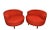 Milo Baughman Style Swivel Chair Walnut Base & Red Italian Bouclé Fabric - Pair For Sale - Image 12 of 13