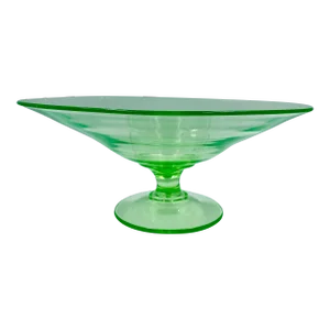 Early 20th Century Old Uranium Vaseline Glass Pedestal Centerpiece Compote