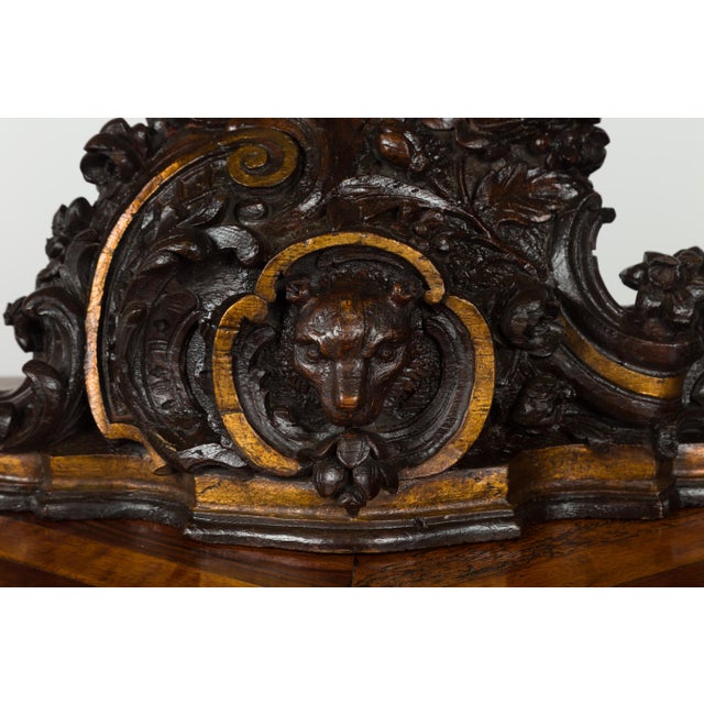 Wood Black Forest Swiss 1900s Carved Wooden Fragment with Bear Motif and Gilt Accents For Sale - Image 7 of 12