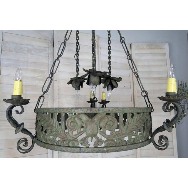 Black 19th Century Spanish Wrought Iron Chandelier For Sale - Image 8 of 9