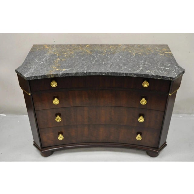 Henredon Empire Neoclassical Marble Top Mahogany 4 Drawer Dresser Chest Commode For Sale - Image 9 of 12