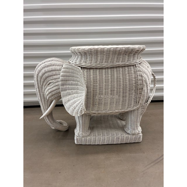 1960's Rattan White Elephant Side/Drink Table For Sale - Image 4 of 11