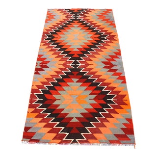 1960s Geometric Handmade Multi Colour Kurdish Runner For Sale
